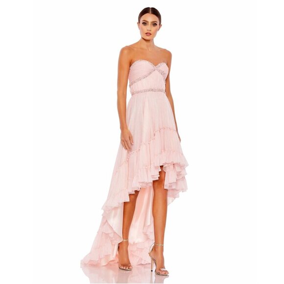 NWT Mac Duggal Beaded Ruffle High Low Gown Ice Pink 2 #7990 - Picture 1 of 10